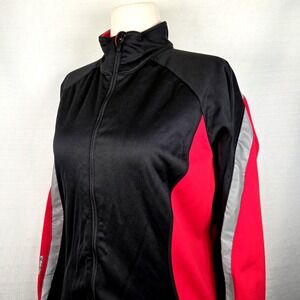 Pearl Izumi Thermal Cycling Jacket Women's L Fleece Lined Black & Red‎ Softshell